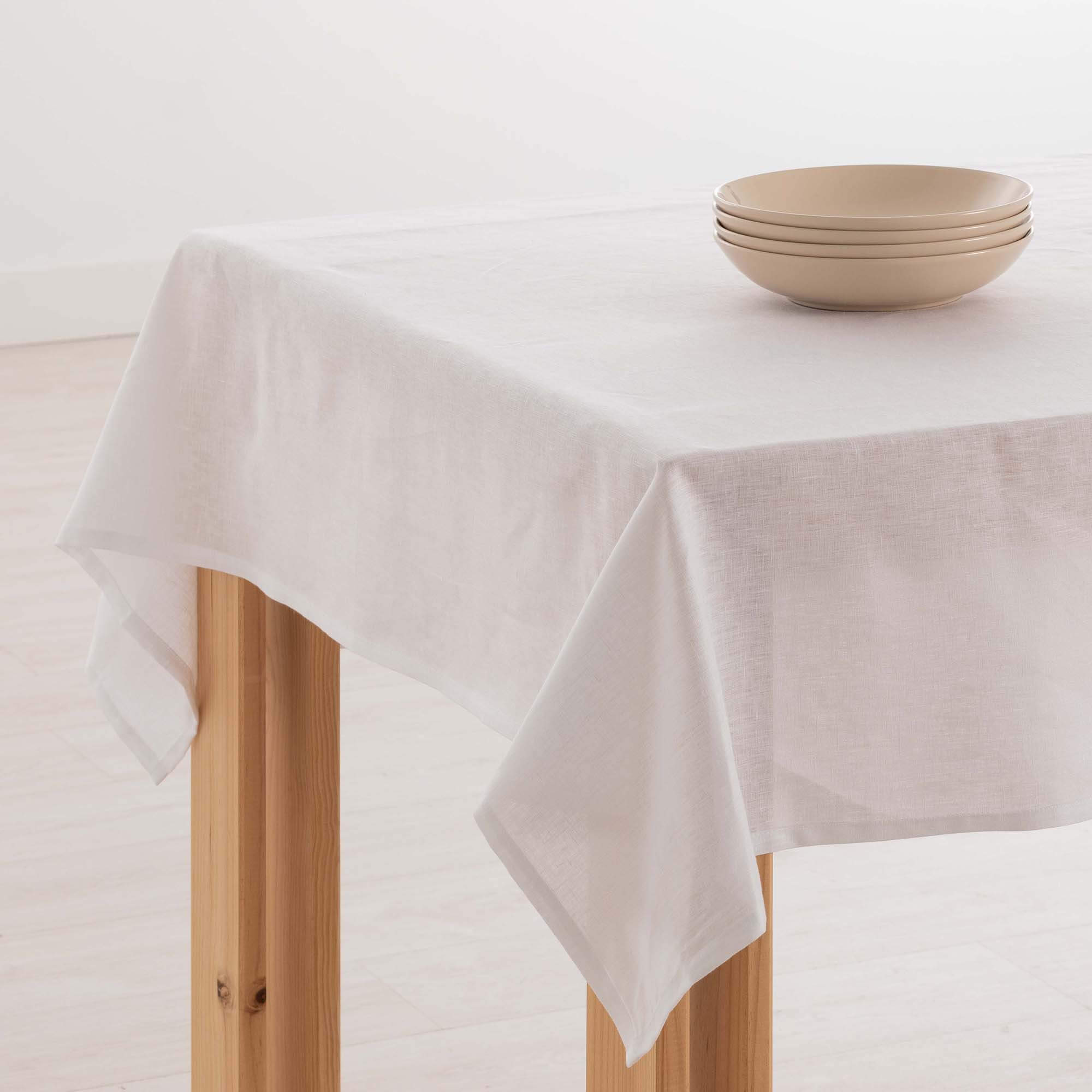 Mantel hidrofugo antimanchas Lino 100% Blanco