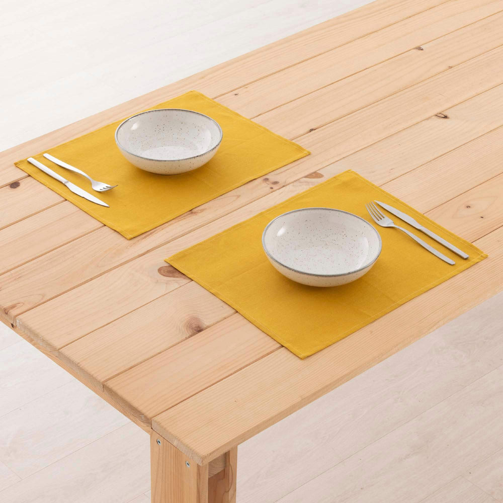 Pack 2 unidades mantel individual hidrófugo antimanchas Lino 100% Mustard 45x35 cm 2