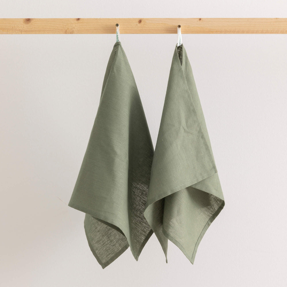 Pack 2 unidades paño de cocina lino 100% algodón Army Green 45x70 cm 0