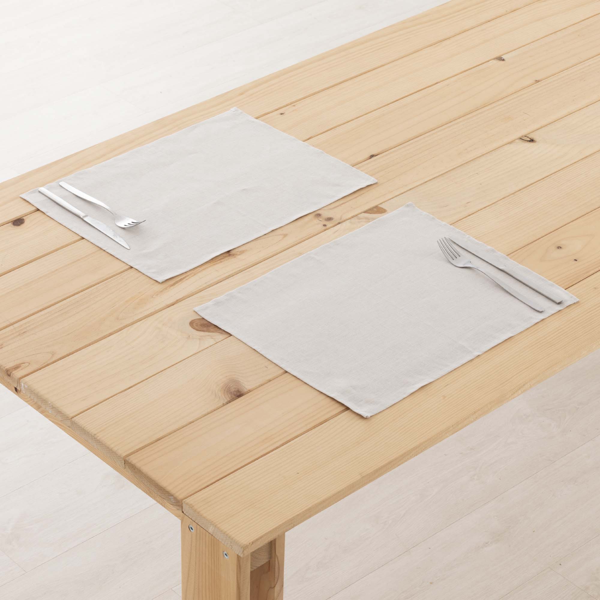 Pack 2 unidades mantel individual hidrófugo antimanchas Lino 100% Light Grey 45x35 cm