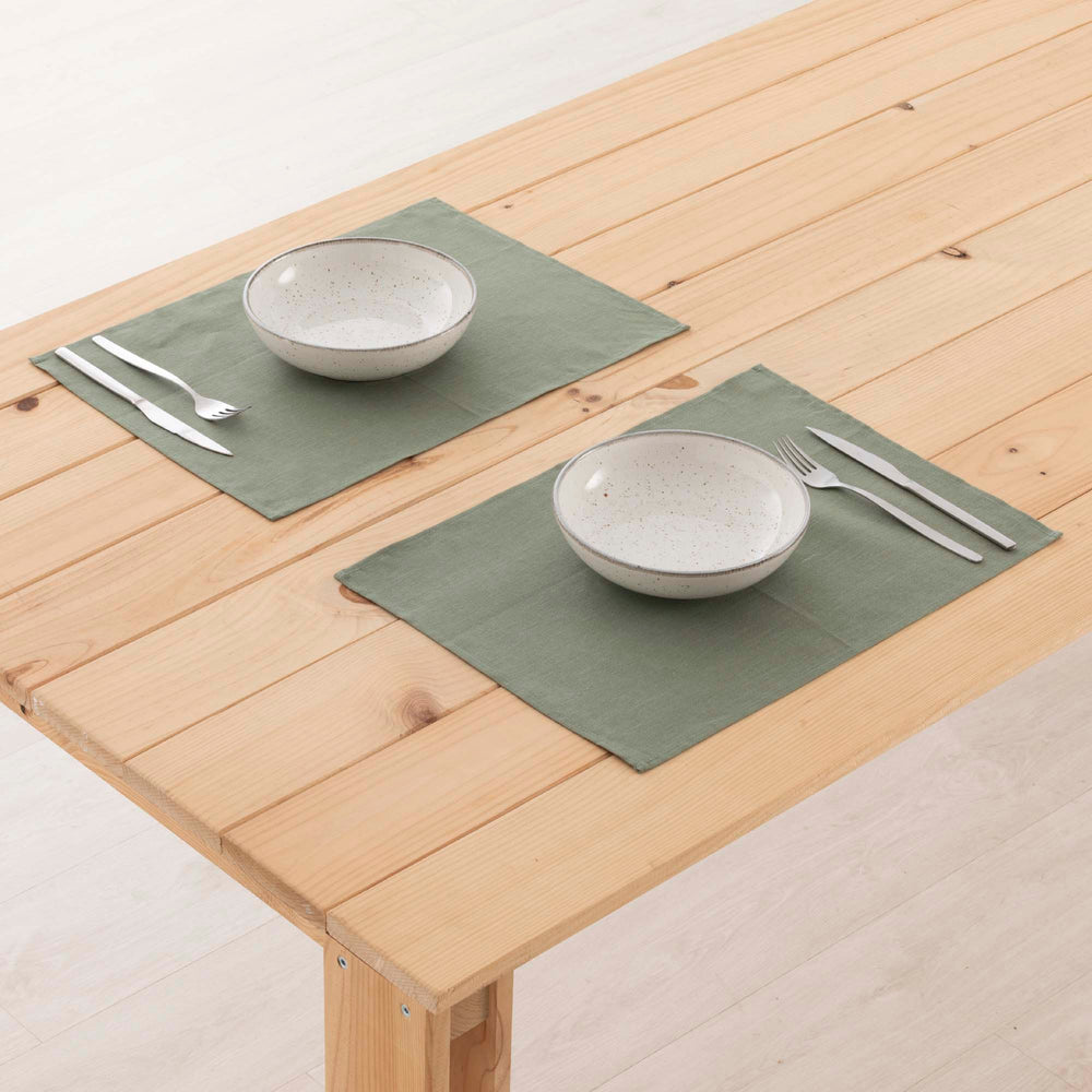 Pack 2 unidades mantel individual hidrófugo antimanchas Lino 100% Army Green 45x35 cm 2