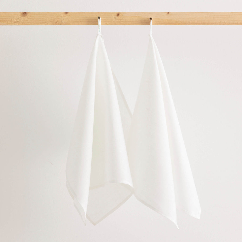 Pack 2 unidades paño de cocina lino 100% Blanco 45x70 cm