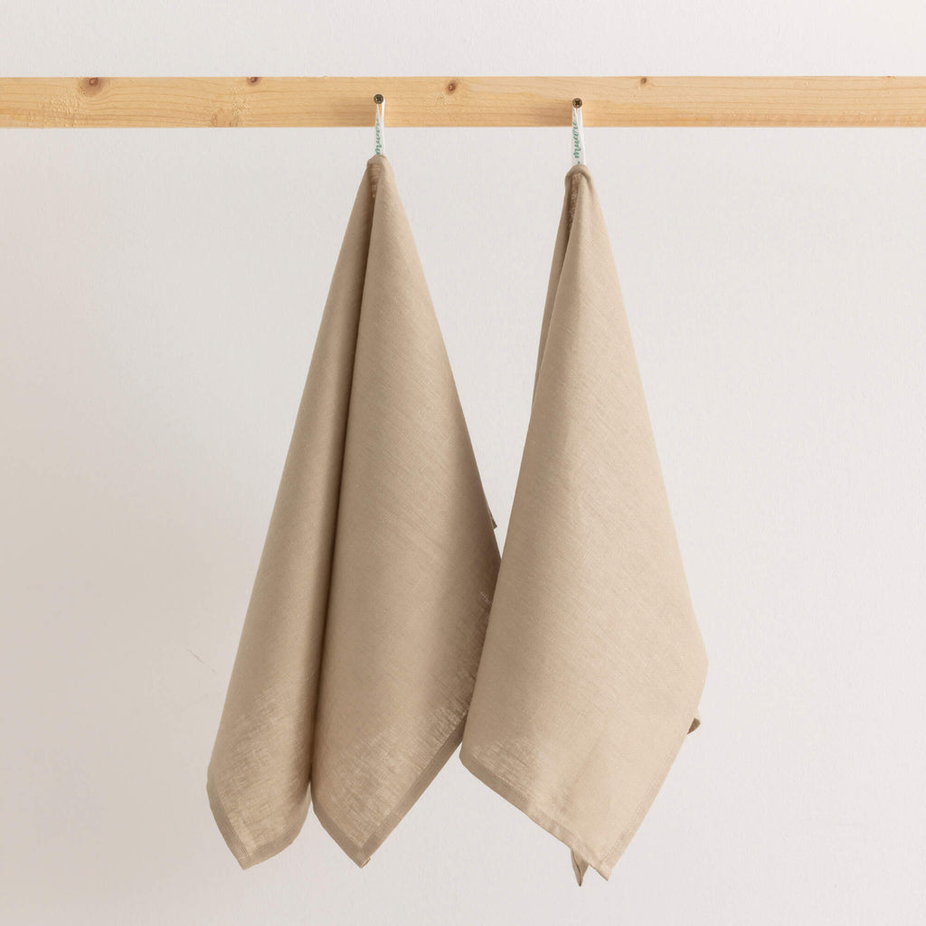 Pack 2 unidades paño de cocina lino 100% Taupe 45x70 cm