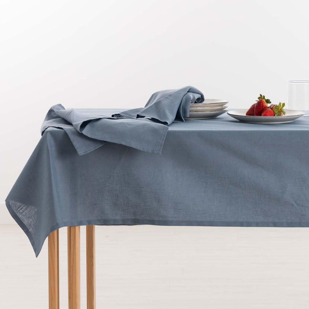 Mantel hidrofugo antimanchas Lino 100% Denim Blue